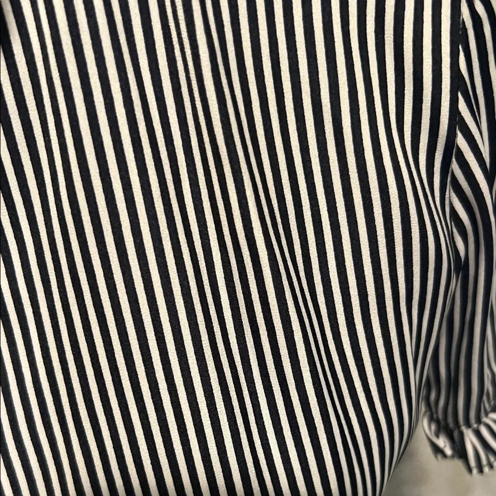 T Tahari Black and White Striped Button Down Shirt - Picture 2 of 10
